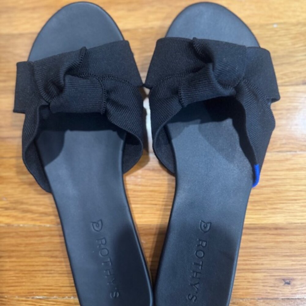 Rothy's The Knot Black Slip-On Flat Criss-Cross Slide Sandal Size 8.5